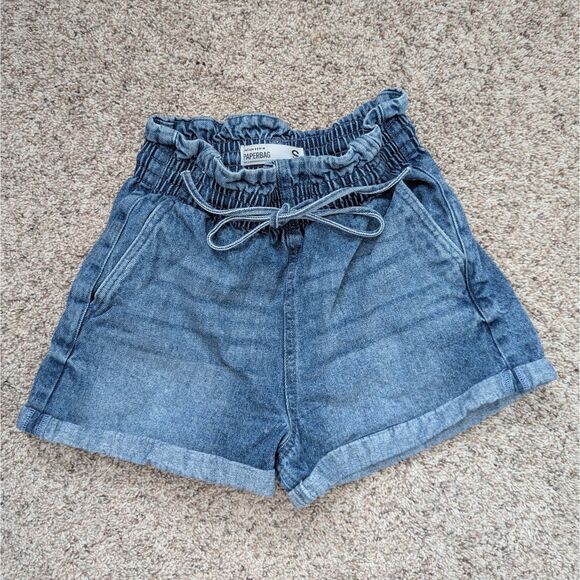 Refuge Denim Paperbag Shorts | Women’s Small | High Waist Cuffed Hem - Picture 1 of 3